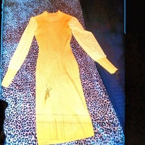 Dress size medium yellow with sheer sleeves